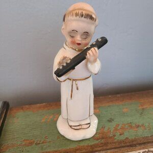 VTG 1950's Monk Playing a Flute Hand Painted Made in Japan 5"